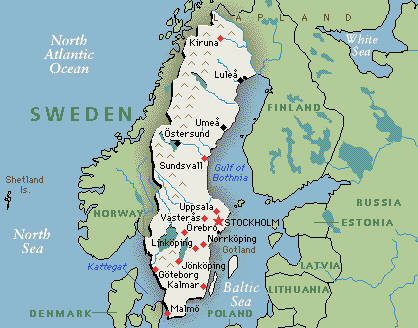карта Швеції